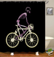 Skeleton Ride Bicycle Black Backdrop 3D Printed Shower Curtain Home Decor Gift Ideas