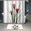 Flower Elegant Pink Polyester Cloth 3D Printed Shower Curtain Best Home Decor