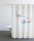 Shower Curtain  One Line Koi Fish Bathroom White Shower Curtain