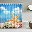 Starfish Beach Day Fabric Shower Curtain Vibrant Color High Quality Unique For Good Vibes Home Decor