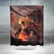 Luffy Fighting Shower Curtain - One Piece 3D Printed Shower Curtain