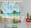 Tropical Paradise Sunny Beach Palm 3D Printed Shower Curtain Set Home Decor Gift