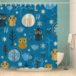 Blue Backdrop Cartoon Seamless Tree Owl 3D Printed Shower Curtain Gift Home Decor