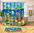 Underwater Animal Blue Polyester Cloth 3D Printed Shower Curtain