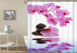 Pink Orchids Reflection In Water Polyester Cloth 3D Printed Shower Curtain  Home Decor Gift