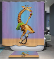 Giraffe Purple Polyester Cloth 3D Printed Shower Curtain Home Decor Gift Ideas