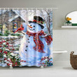 Winter Outhouse Bird Christmas Snowman Shower Curtains Bathroom Decor
