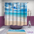 Beach With Clear Blue Sky Polyester Cloth 3D Printed Shower Curtain