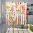 3D Printed Shower Curtain Llama Cactus Cute Design Home Decor