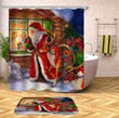 Christmas Santa Shower Curtain Set 3D Printed For Bathroom Home Decor