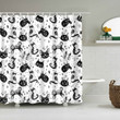 White Backdrop Seamless Black Cat 3D Printed Shower Curtain Gift Home Decor