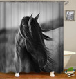 Cool Black Horse Polyester Cloth 3D Printed Shower Curtain Home Decor Gift Ideas