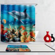 Dolphin Underwater 3D Printed Shower Curtain Best Home Decor Gift