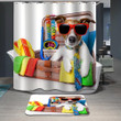 Cute Dog Colorful Polyester Cloth 3D Printed Shower Curtain