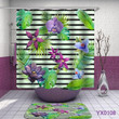 Flower Shabby Chic Green Polyester Cloth 3D Printed Shower Curtain  Home Decor Gift