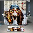 Dog Wear Glass Cute Gift For Dog Lovers Polyester 3D Printed Shower Curtain