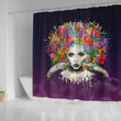 Cute Melanin Woman Colorful Natural Hair 3D Printed Shower Curtain Bathroom Decor