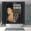 Awesome I'M A November Woman Afro Girl African 3D Printed Shower Curtain Bathroom Decor