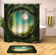 Moon Elegant Green Polyester Cloth 3D Printed Shower Curtain  Home Decor Gift Ideas
