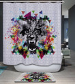 Graphic Wolf Grey Polyester Cloth 3D Printed Shower Curtain