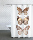 Three Brown Butterflies In White Background 3D Printed Shower Curtain Bathroom Decor