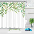 Green Vine Leaves Watercolor Style 3D Printed Shower Curtain Set Home Decor Gift