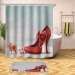 Red High-Heeled Shoes  Polyester Cloth 3D Printed Shower Curtain