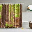 Deer Forest Fabric Shower Curtain Vibrant Color High Quality Unique For Good Vibes Home Decor