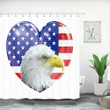 Bald Eagle With Heart Shaped American Flag 3D Printed Shower Curtain