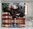 Eagle Flying Night Sky American Flag Shower Curtain