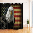 American Bald Eagle And Retro Flag 3D Printed Shower Curtain