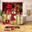 Merry Christmas And Snowman Painting 3D Printed Bath Mat And Shower Curtain Set Gift Home Decoration