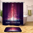 Christmas Bath Mat And Shower Curtain Set Fabric Shabby Chic Purple Polyester Cloth Bathroom Curtains