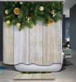 Fancy Look Christmas Ornament Behind Door Bath Mat And Shower Curtains Set Bathroom Decor