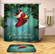 Red Socks And Ball Art Design 3D Printed Bath Mat And Shower Curtain Set Gift For Christmas Day