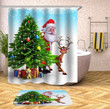 Merry Christmas And Santa Claun Painting 3D Printed Bath Mat And Shower Curtain Set Gift Home Decoration