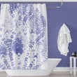Deep Periwinkle Blue Boho Watercolor Lace 3D Printed Shower Curtain