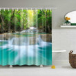 Forest Waterfall Fabric Shower Curtain Vibrant Color High Quality Unique For Good Vibes Home Decor
