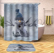 Snowman Shower Curtains Fabric Human Skeleton Grey Polyester Cloth Bathroom Curtains