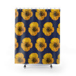 Sunny Giant Yellow Buttercup Flowers On Blue 3D Printed Shower Curtain