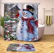 Snowman Shower Curtains Fabric Shabby Chic White Polyester Cloth Bathroom Curtains