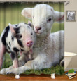 Cute Pig And Lamb White Polyester Cloth 3D Printed Shower Curtain Home Decor Gift