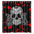 Sugar Skull Rose    Shower Curtain Water Repellent Treatment Modern Home Bathroom Decor Custom Design
