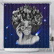 Galaxy My Roots Blue Shower Curtain Afro Girl Bathroom Accessories