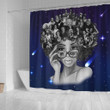 Galaxy My Roots Blue Shower Curtain Afro Girl Bathroom Accessories