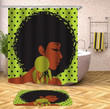 Black Afro Woman Shower Curtain Set Water Repellent  For Bathroom Home Decor