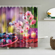 Orchid Flowers Candle Zen Stone Feng Shui 3D Printed Shower Curtain