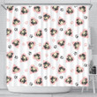 Cute Pugs Pink Heart Paw Pattern Shower Curtain Fulfilled In Us