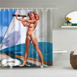 Vintage Sailing Woman Fabric Shower Curtain Vibrant Color High Quality Unique For Good Vibes Home Decor