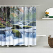 Tranquil Waterfall Fabric Shower Curtain Vibrant Color High Quality Unique For Good Vibes Home Decor